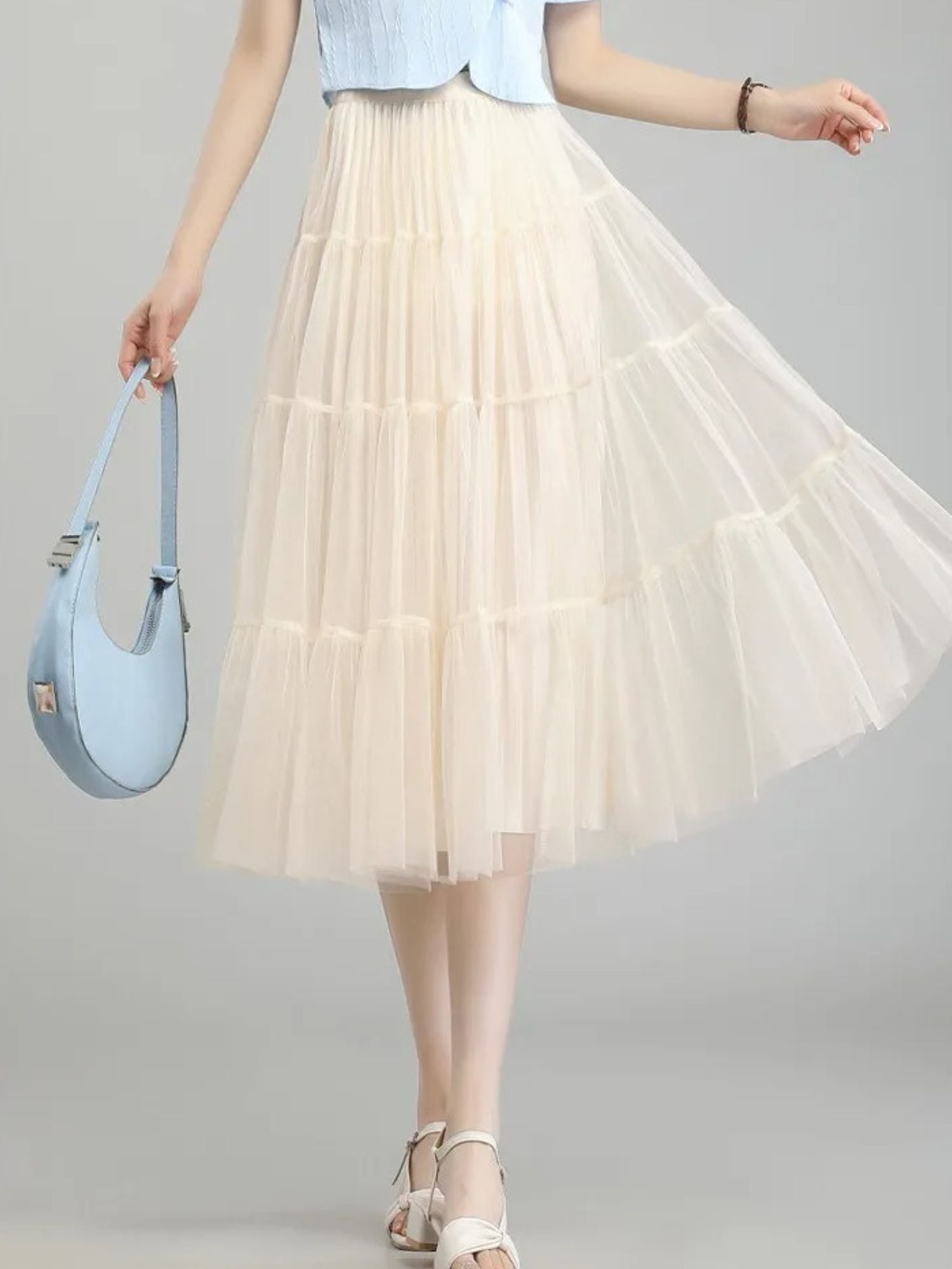 Women’s High-Waisted A-Line Skirt with Layered Detail