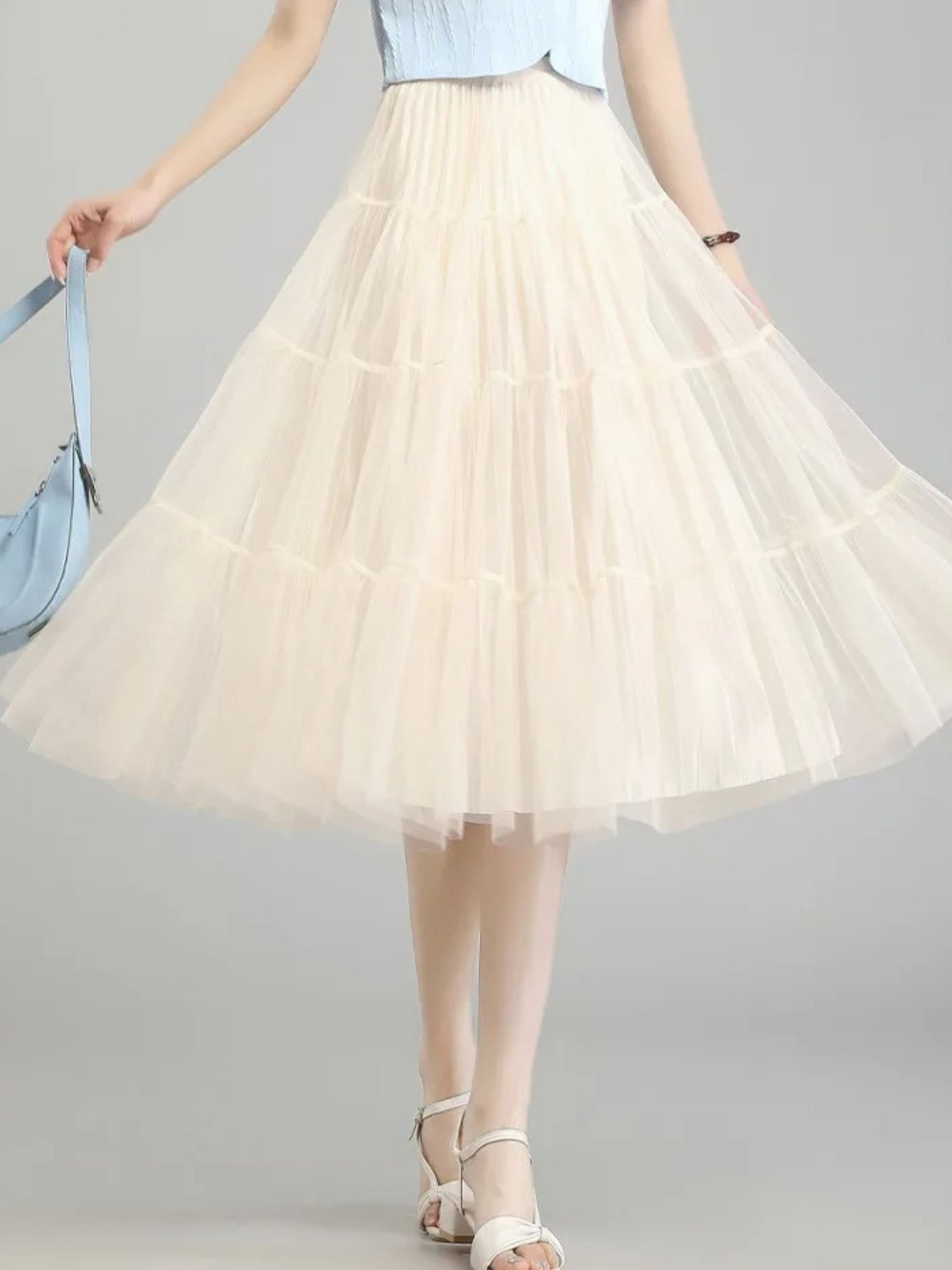 Women’s High-Waisted A-Line Skirt with Layered Detail