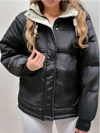 Women’s Hooded Fleece-Lined Puffer Jacket