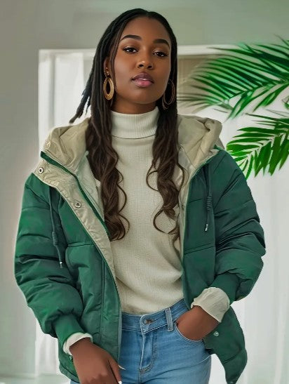 Women’s Hooded Fleece-Lined Puffer Jacket