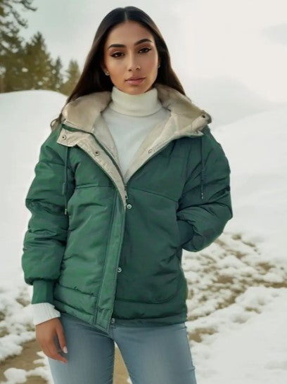 Women’s Hooded Fleece-Lined Puffer Jacket