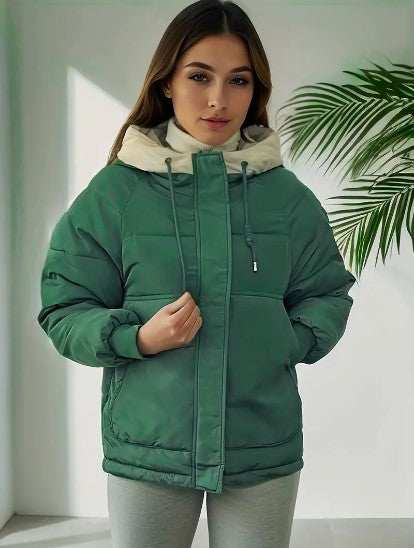 Women’s Hooded Fleece-Lined Puffer Jacket