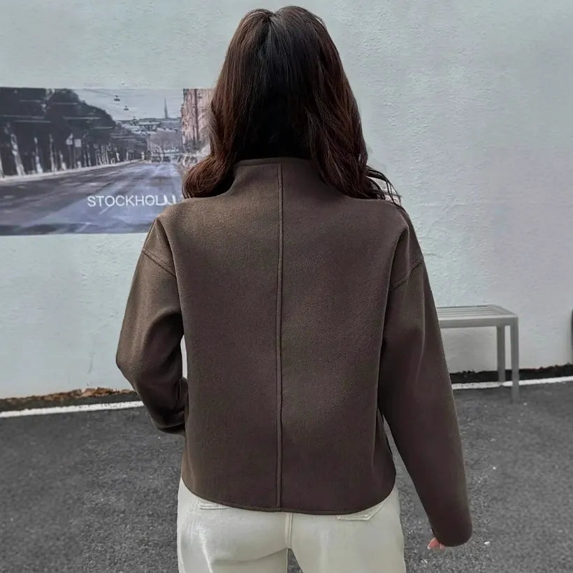 Women’s Jacket With Cropped Length And Stand Collar