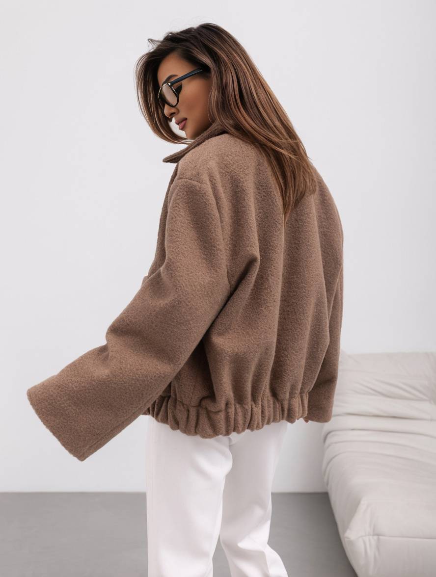 Women’s Jacket with Loose Shape and Front Button Design