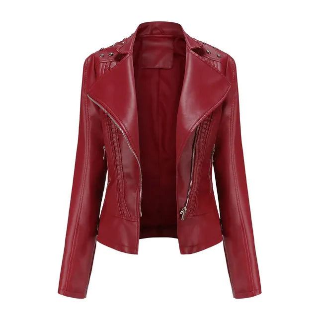 Women’s Jacket with Punk Rivets and Classic Collar
