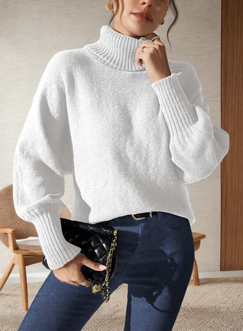 Women’s Knit Jumper With Round Neck And Ribbed Trims