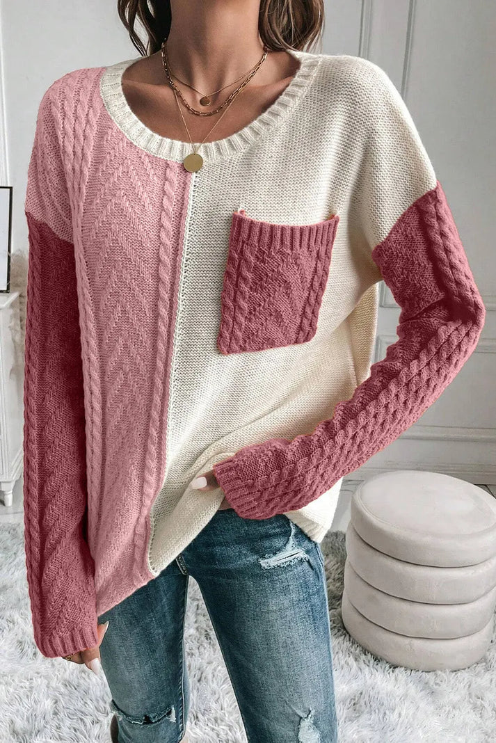 Women’s Knit Sweater With Block Pattern