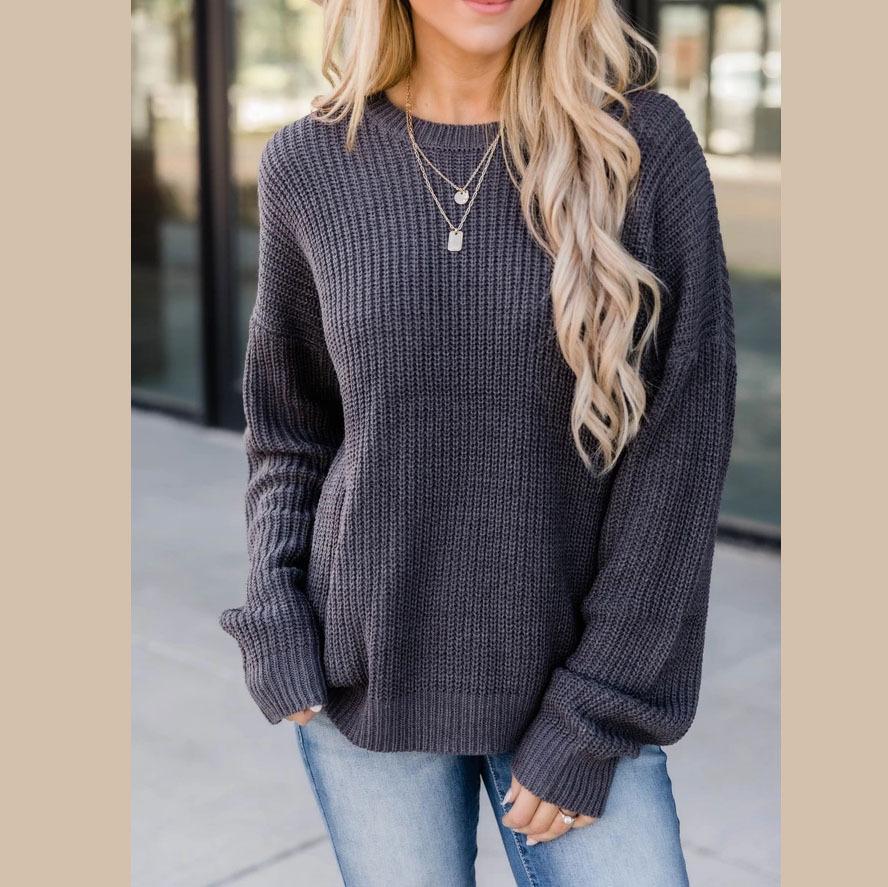 Women’s Knit Sweater With Relaxed Fit And Ribbed Texture