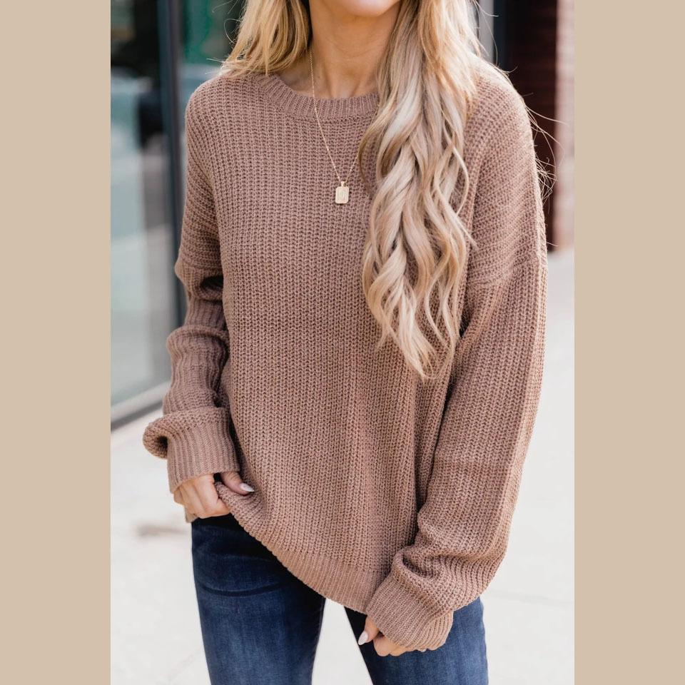 Women’s Knit Sweater With Relaxed Fit And Ribbed Texture