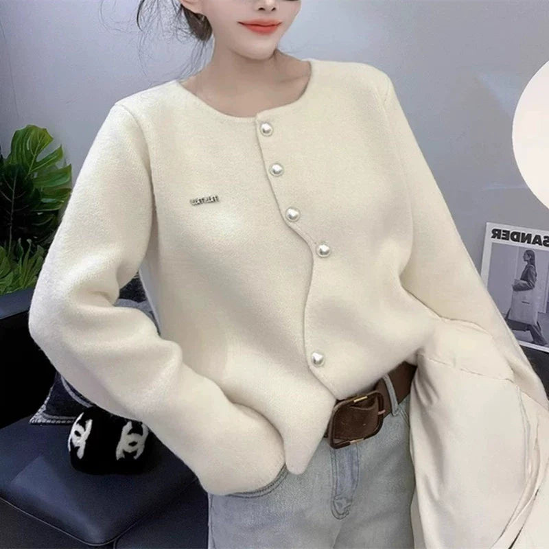 Women’s Knitted Cardigan with Pearl Button Detail