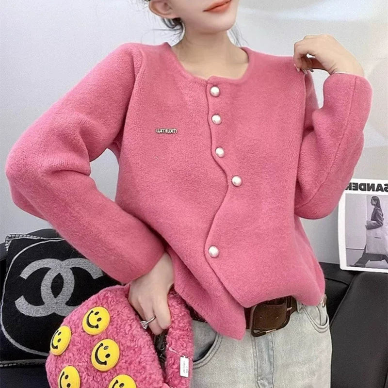 Women’s Knitted Cardigan with Pearl Button Detail