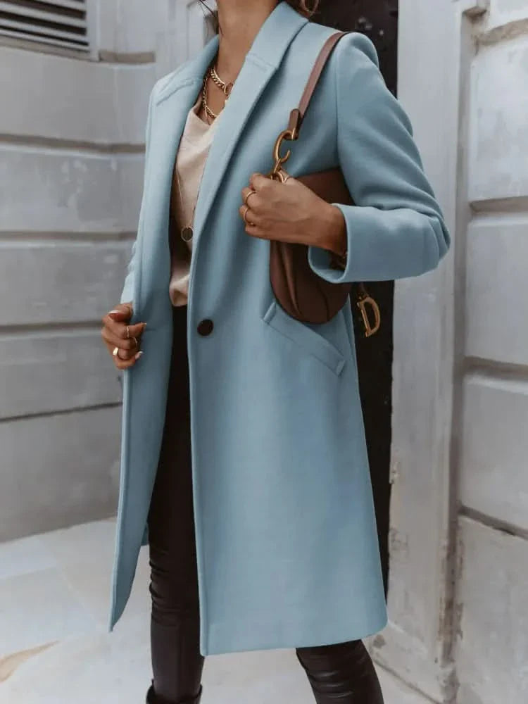 Women’s Long Coat with Defined Collar
