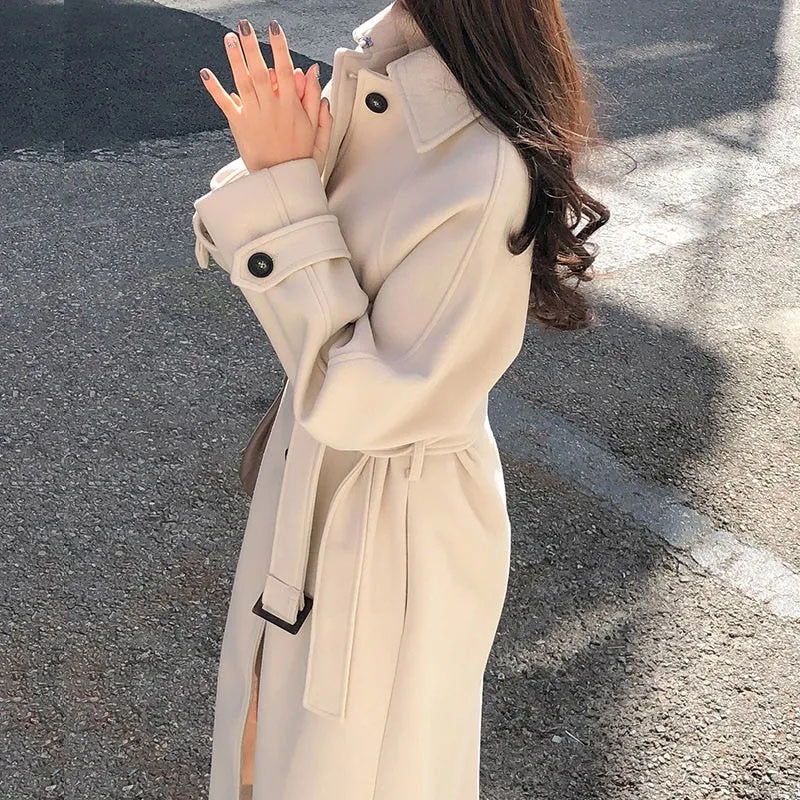 Women’s Long Coat with Flowing Hemline