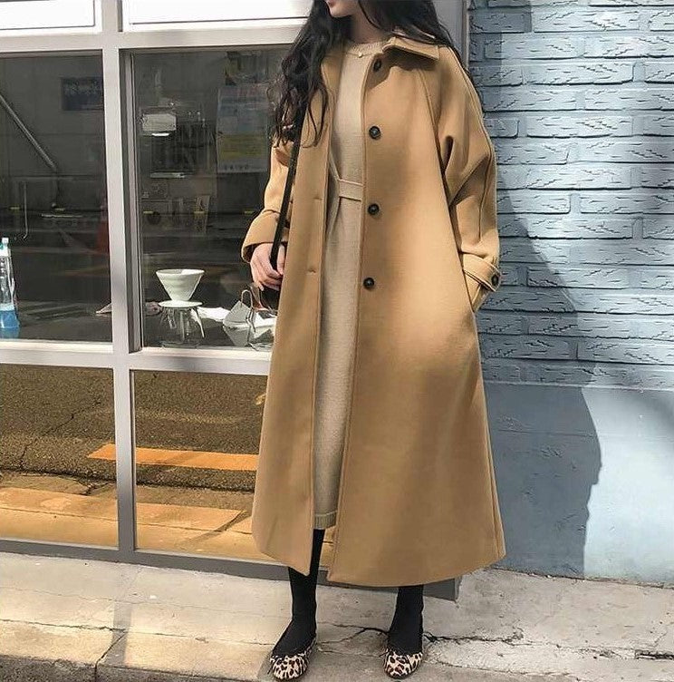 Women’s Long Coat with Flowing Hemline