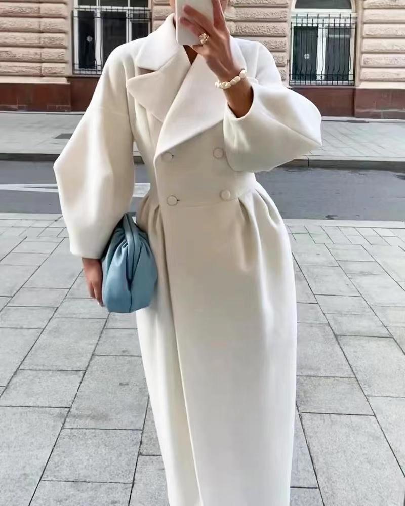 Women’s Long Coat with Lapel Collar Design