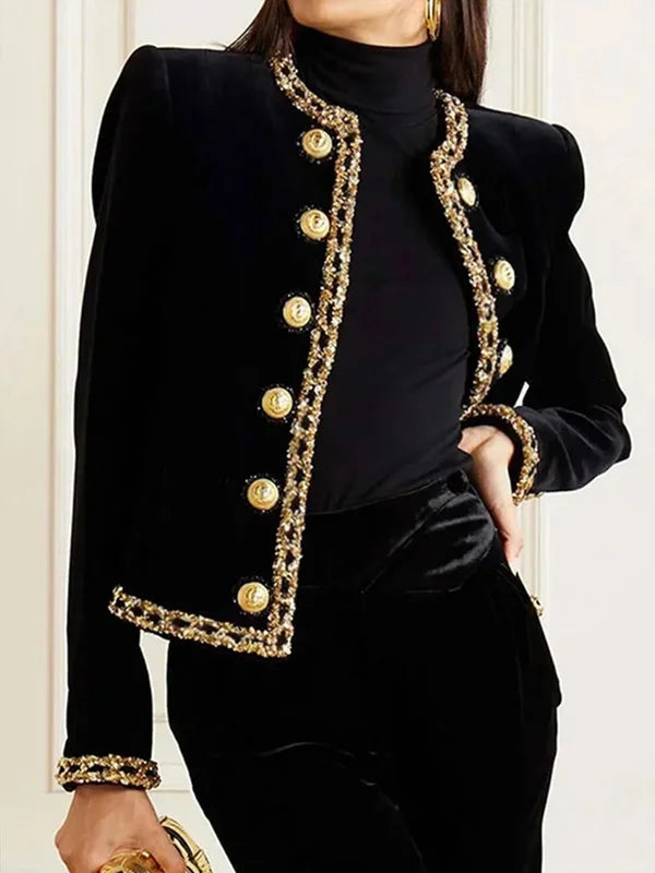 Women’s Long-Sleeved Jacket with Round Neck