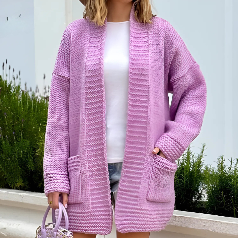 Women’s Longline Cardigan Oversized Ribbed Knit with Open Front