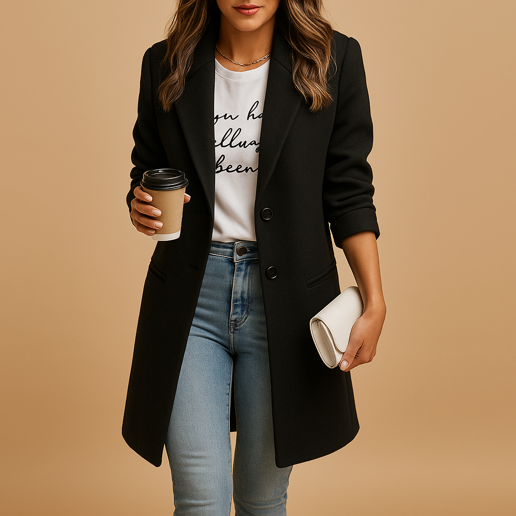 Women’s Longline Wool Coat – Elegant and Timeless 0