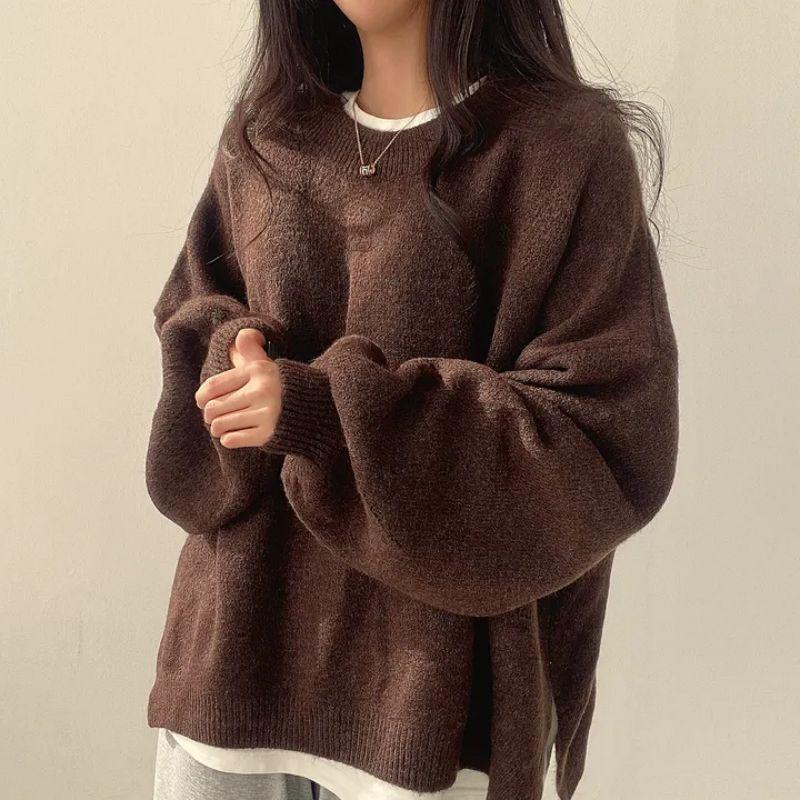 Women’s Oversized Knit Jumper With Ribbed Trim