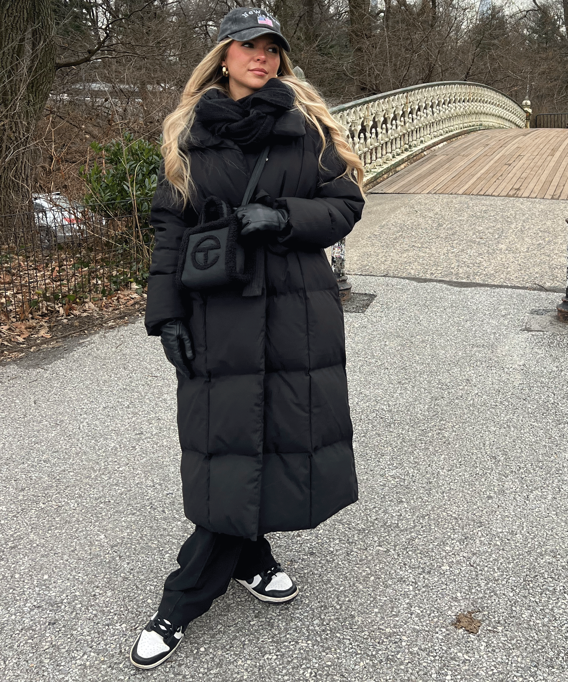 Women’s Oversized Parka with Belt in Black