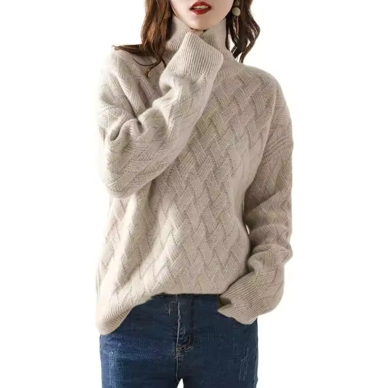 Women’s Oversized Pullover Jumper With Ribbed Turtleneck