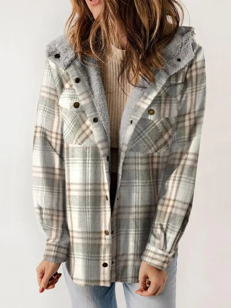 Women’s Plaid Jacket with Hooded Lining