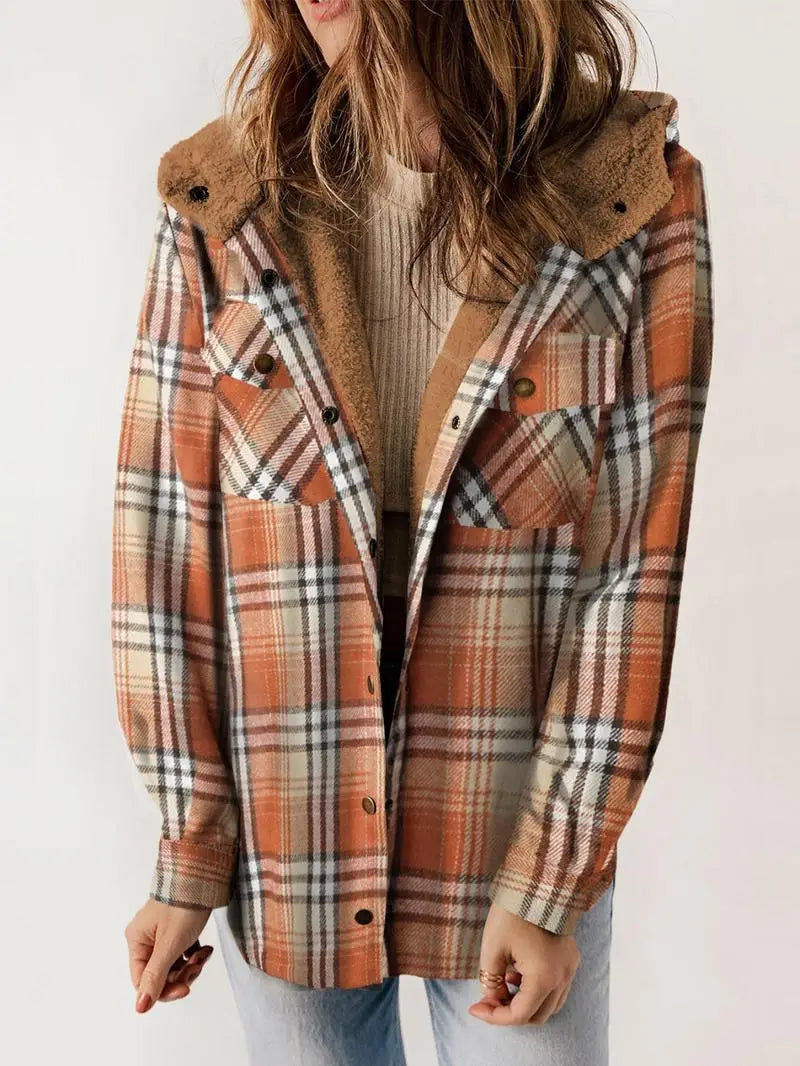 Women’s Plaid Jacket with Hooded Lining