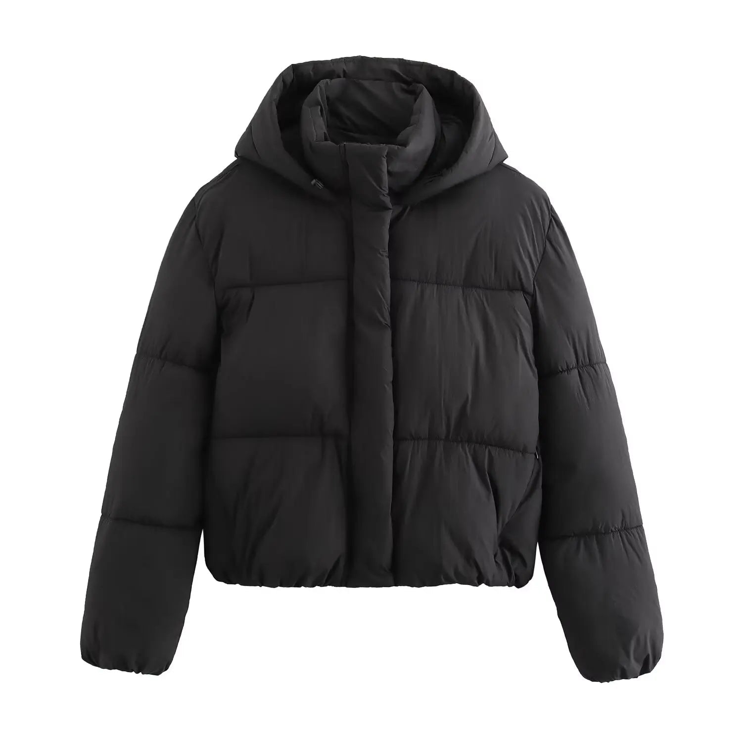 Women’s Puffer Jacket with Hood and Quilted Design