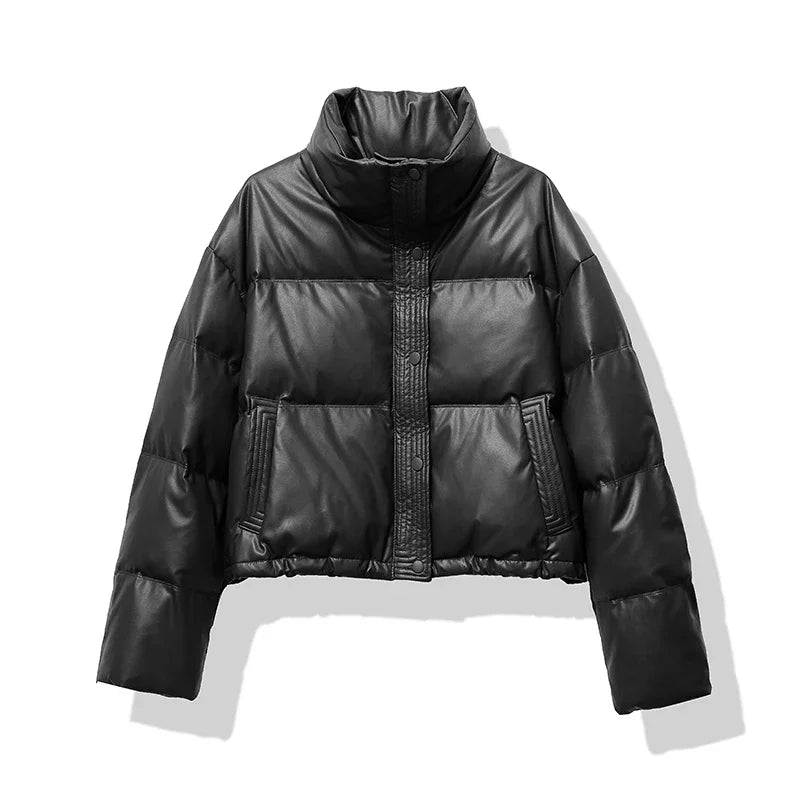 Women’s Puffer Jacket with Mock Neck