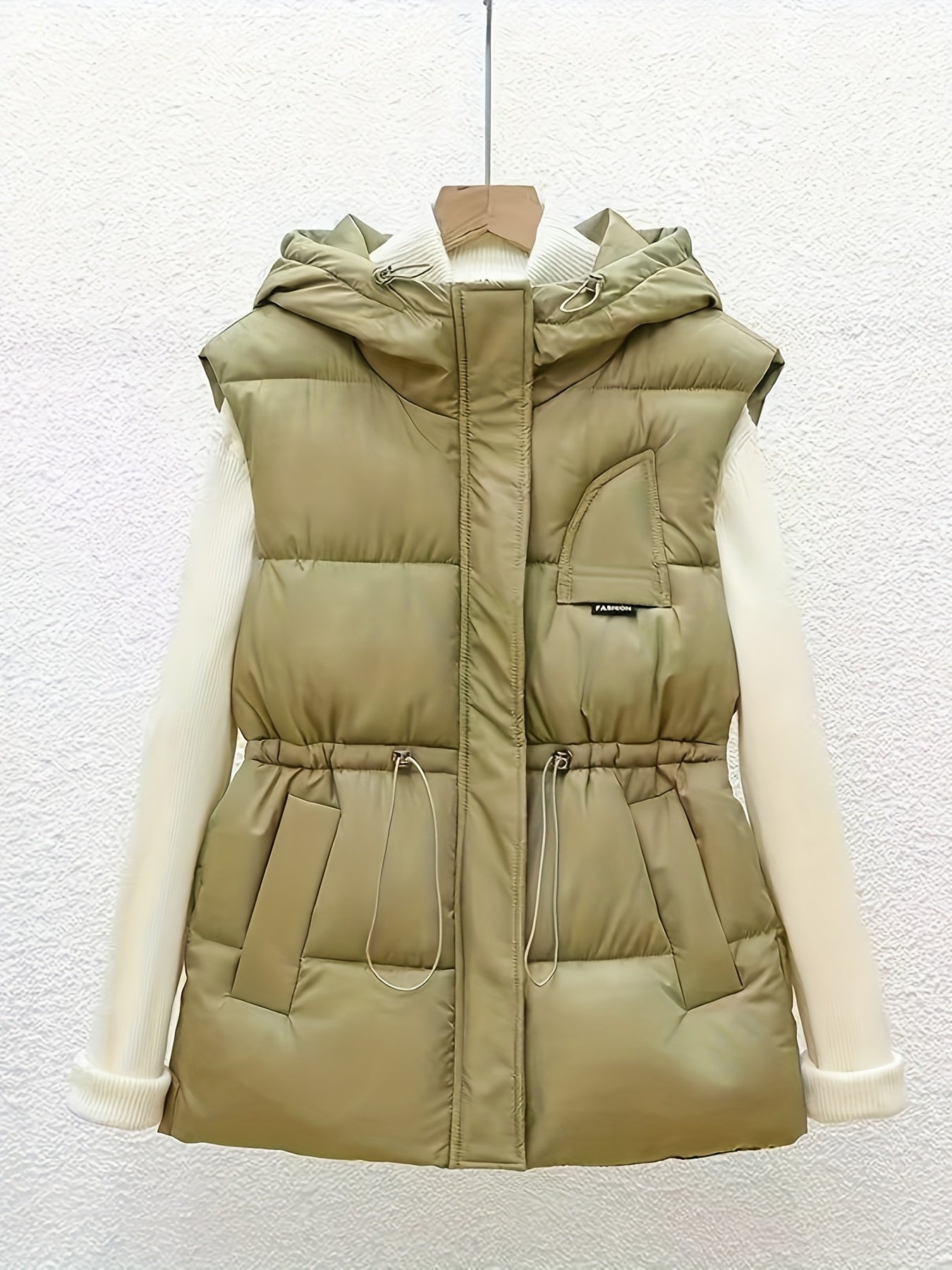 Women’s Quilted Hooded Vest with Drawstring Waist