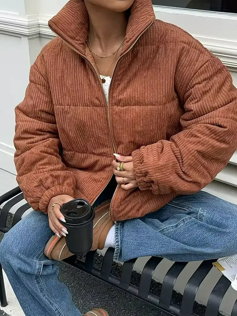 Women's Ribbed Puffer Jacket 0