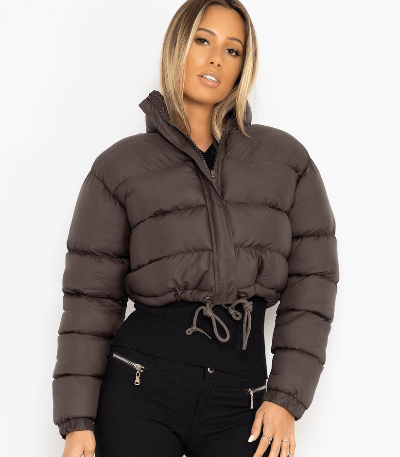Women’s Short Puffer Jacket with Drawstring