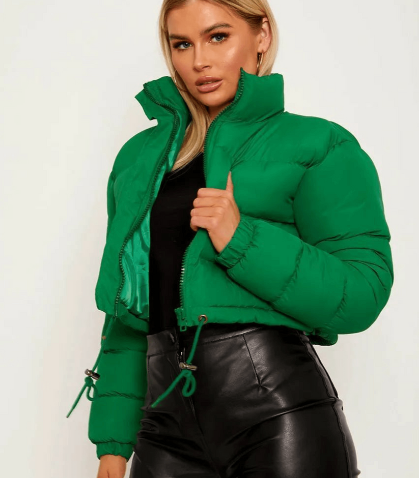 Women’s Short Puffer Jacket with Drawstring
