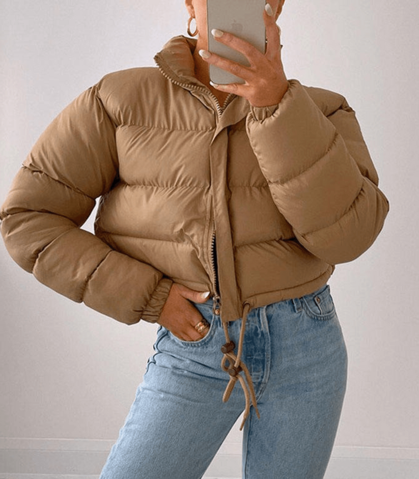 Women’s Short Puffer Jacket with Drawstring