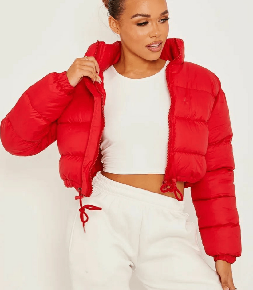 Women’s Short Puffer Jacket with Drawstring