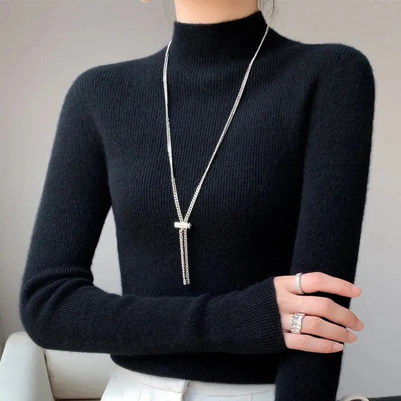 Women’s Sleeve Sweater with Half Turtleneck