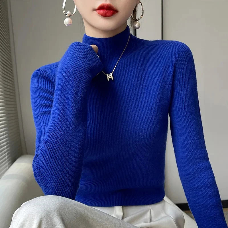 Women’s Sleeve Sweater with Half Turtleneck