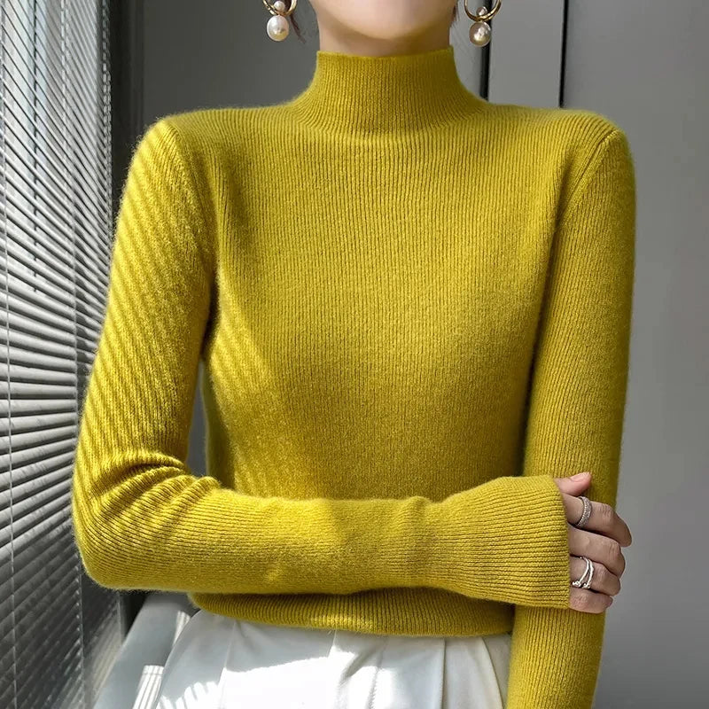 Women’s Sleeve Sweater with Half Turtleneck