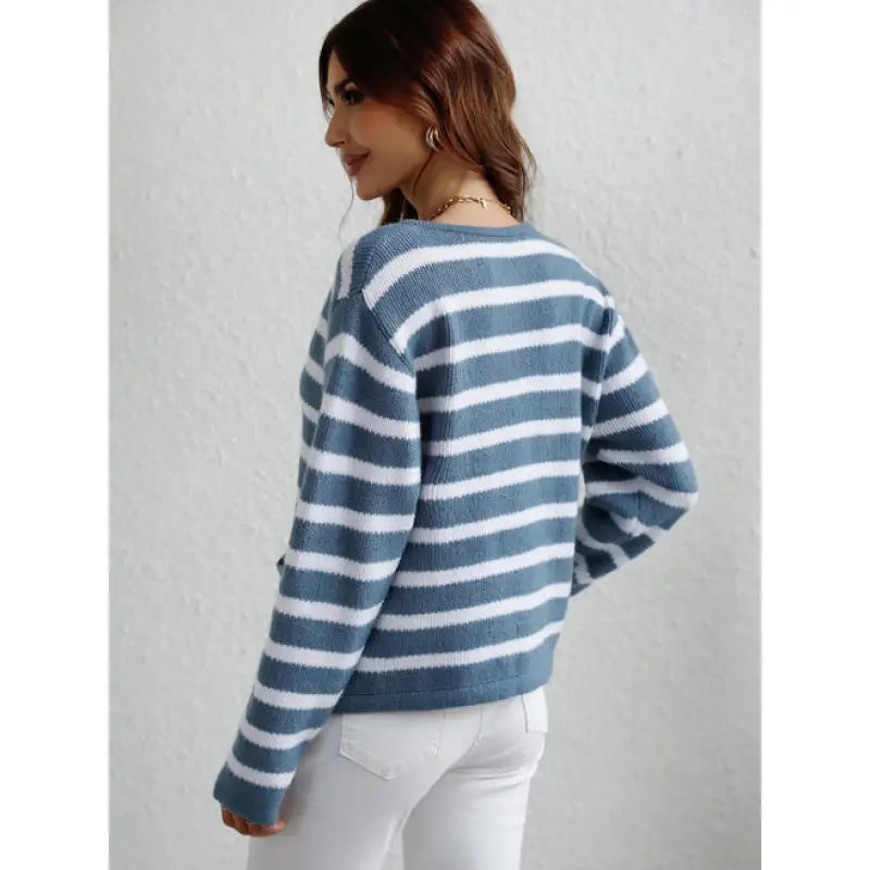 Women’s Striped Cardigan with Button Front