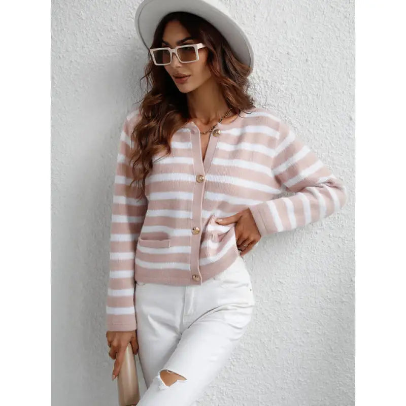 Women’s Striped Cardigan with Button Front