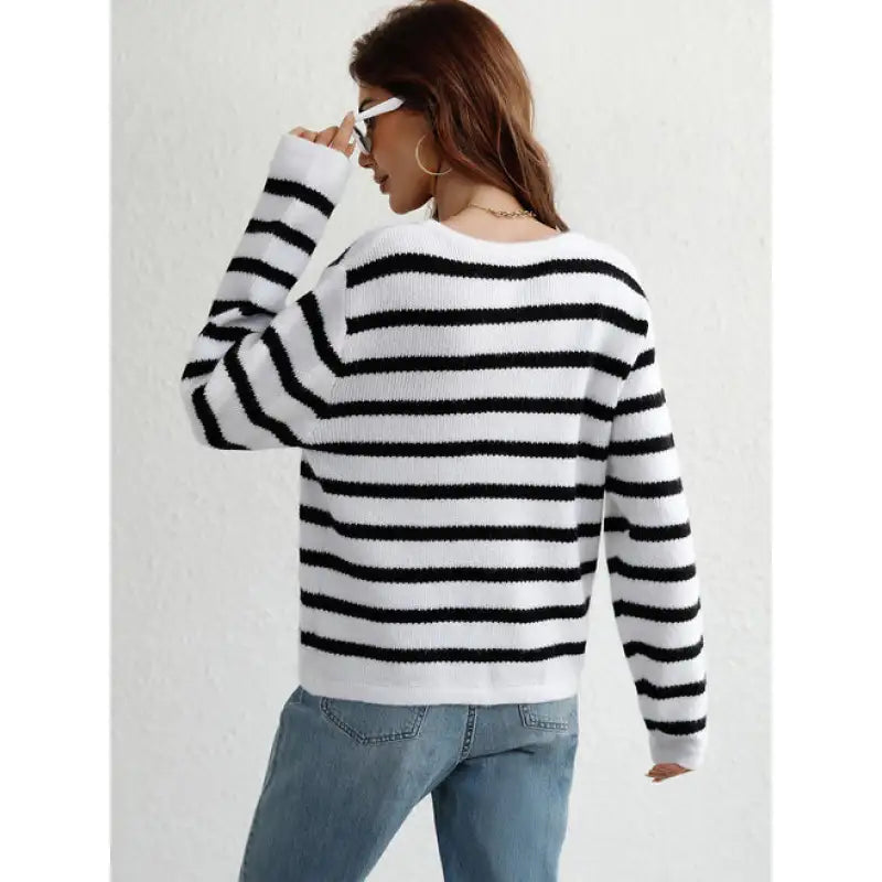 Women’s Striped Cardigan with Button Front