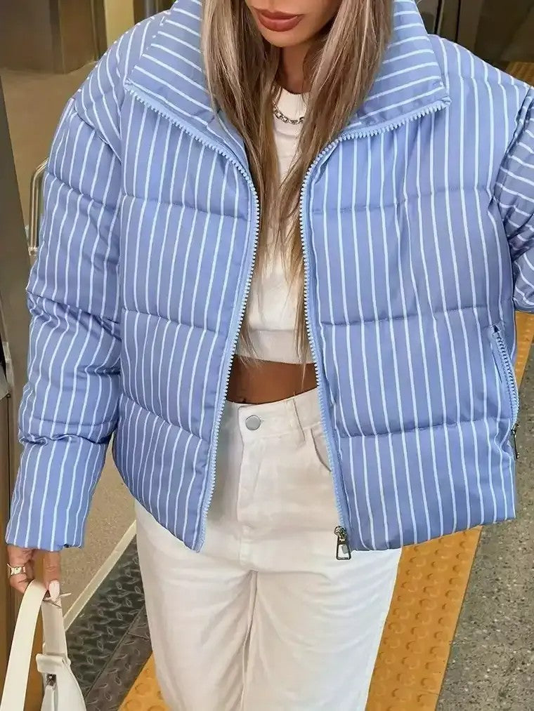 Women's Striped Puffer Jacket 1