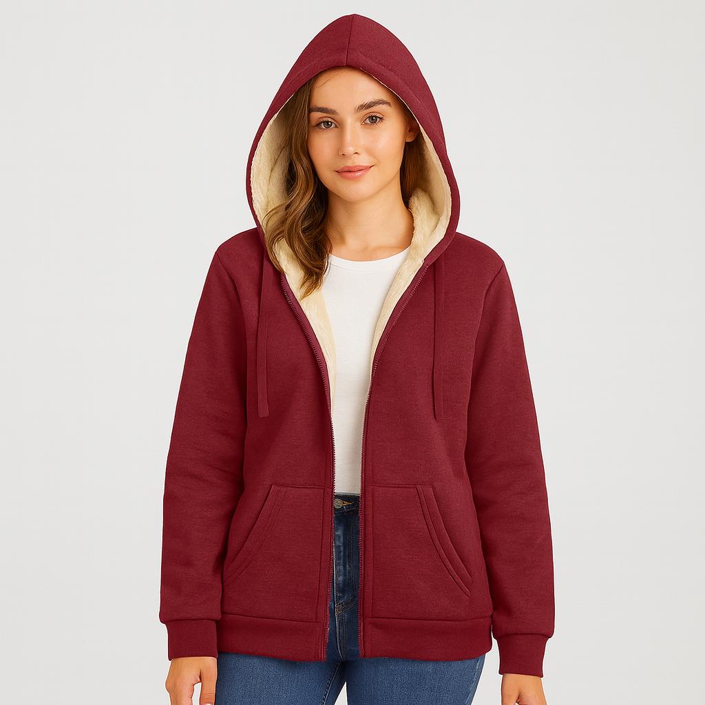 Women’s Sweater Hoodie With Full-Length Zip And Fixed Hood