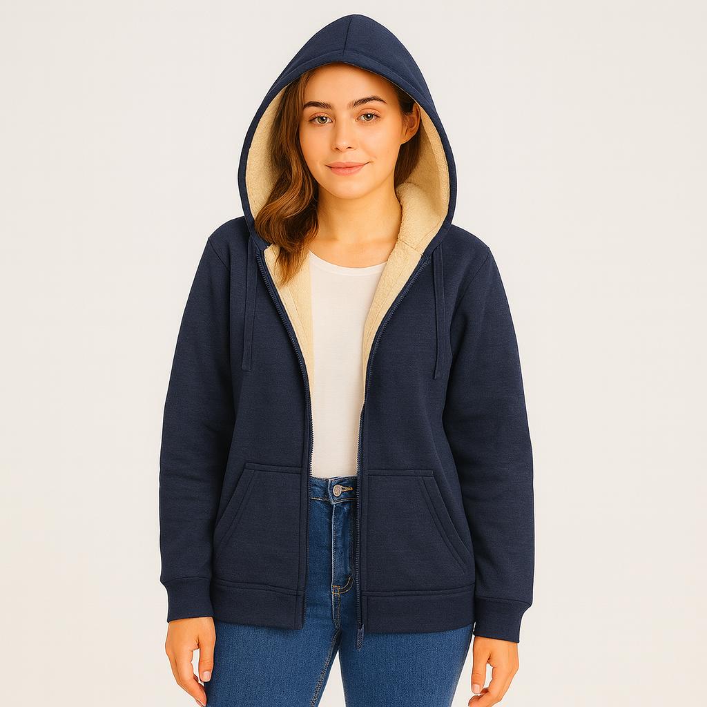 Women’s Sweater Hoodie With Full-Length Zip And Fixed Hood