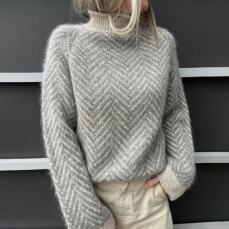 Women’s Sweater with Chevron Knit Pattern