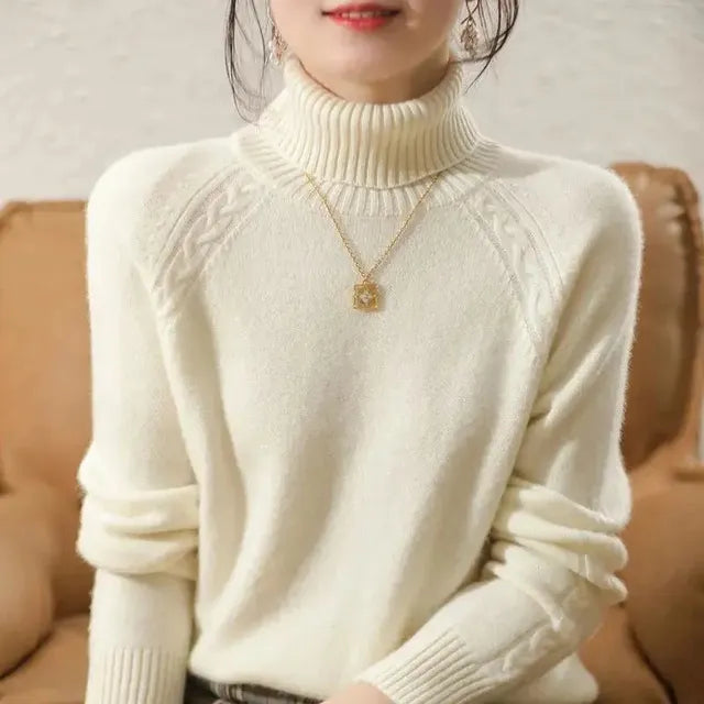 Women’s Turtleneck Jumper With Cable Detailing