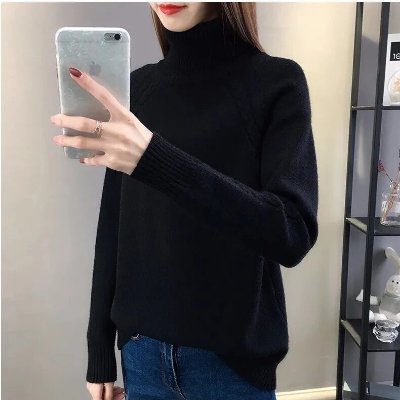 Women’s Turtleneck Jumper With Cable Detailing