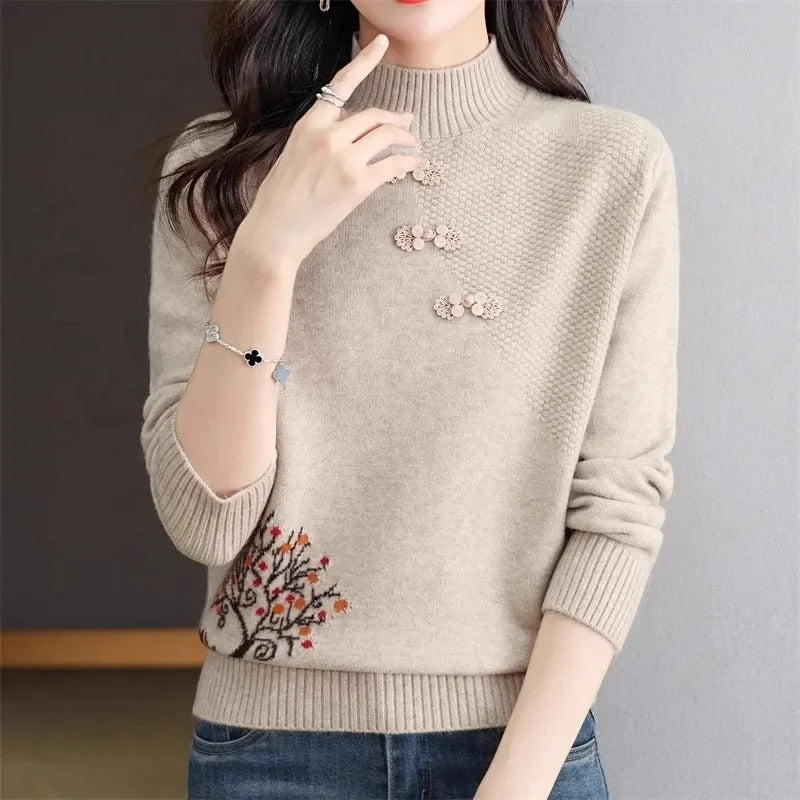 Women’s Turtleneck Sweater With Ribbed Cuffs