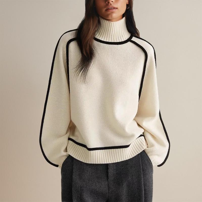 Women’s Turtleneck Sweater with Ribbed Detailing