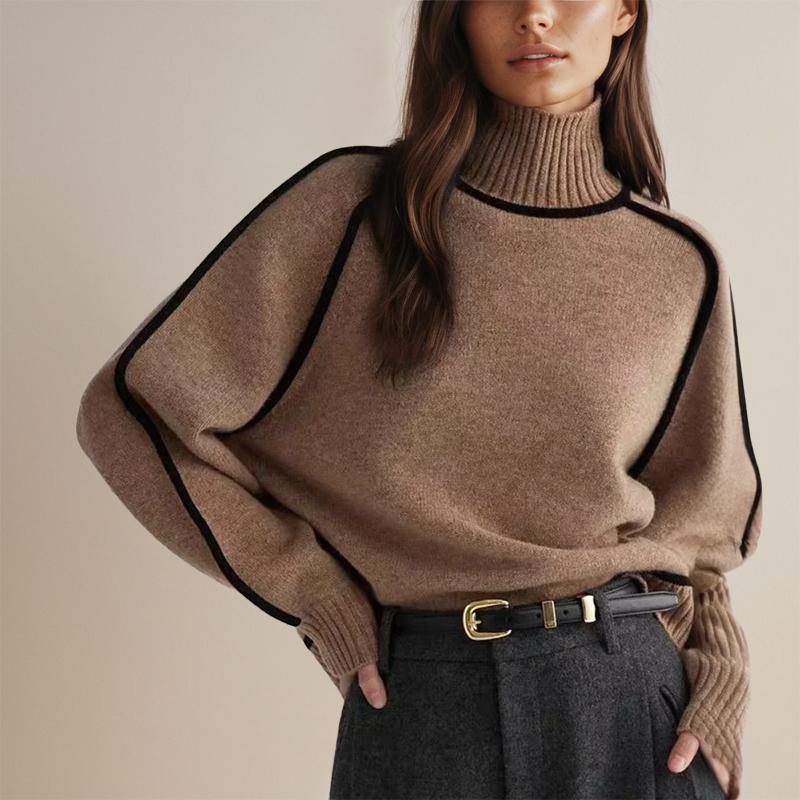 Women’s Turtleneck Sweater with Ribbed Detailing